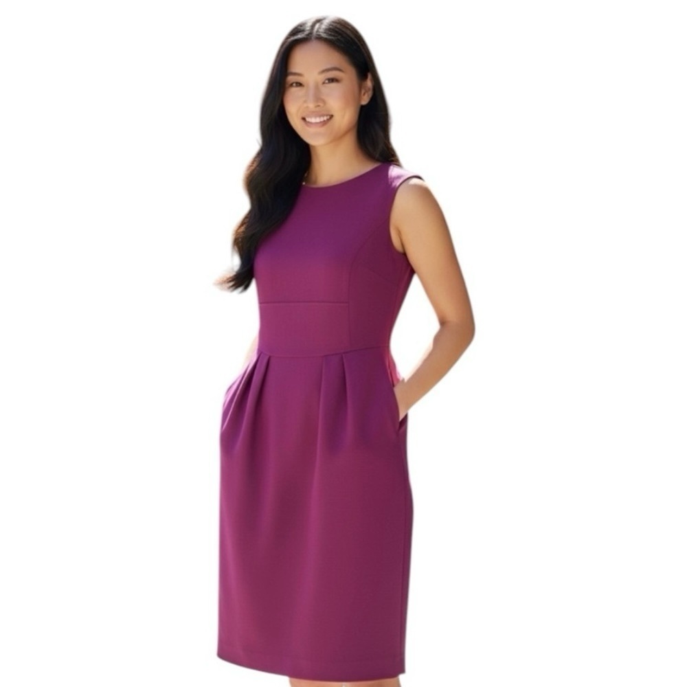 Magaschoni Size 4 Fuchsia Pink Wool Sheath Dress R $348 - Picture 5 of 14